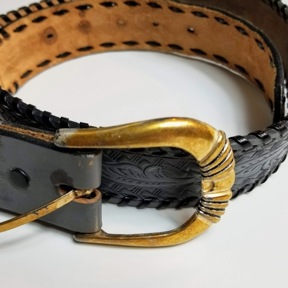 Lyntons Western Belt Grey Black Laced  32